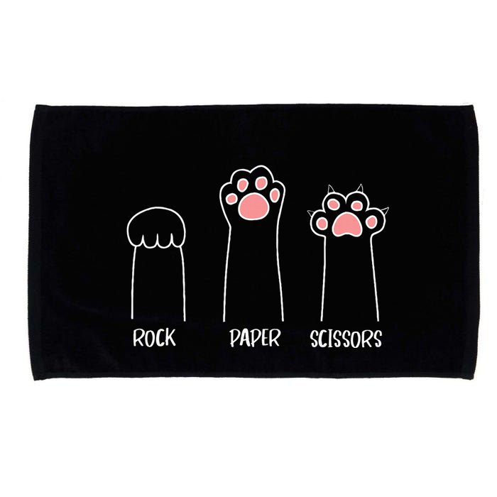 Rock Paper Scissors Hand Game Cute Paw Funny Cat Microfiber Hand Towel