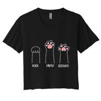 Rock Paper Scissors Hand Game Cute Paw Funny Cat Women's Crop Top Tee
