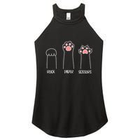 Rock Paper Scissors Hand Game Cute Paw Funny Cat Women's Perfect Tri Rocker Tank