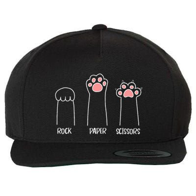Rock Paper Scissors Hand Game Cute Paw Funny Cat Wool Snapback Cap
