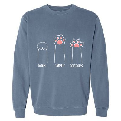 Rock Paper Scissors Hand Game Cute Paw Funny Cat Garment-Dyed Sweatshirt