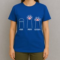 Rock Paper Scissors Hand Game Cute Paw Funny Cat T-Shirt