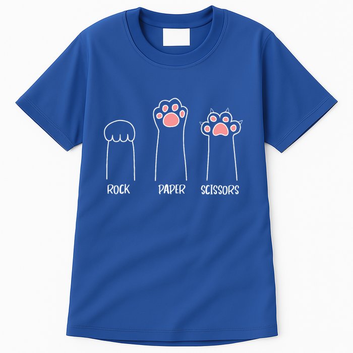 Rock Paper Scissors Hand Game Cute Paw Funny Cat Tall T-Shirt