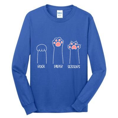 Rock Paper Scissors Hand Game Cute Paw Funny Cat Tall Long Sleeve T-Shirt