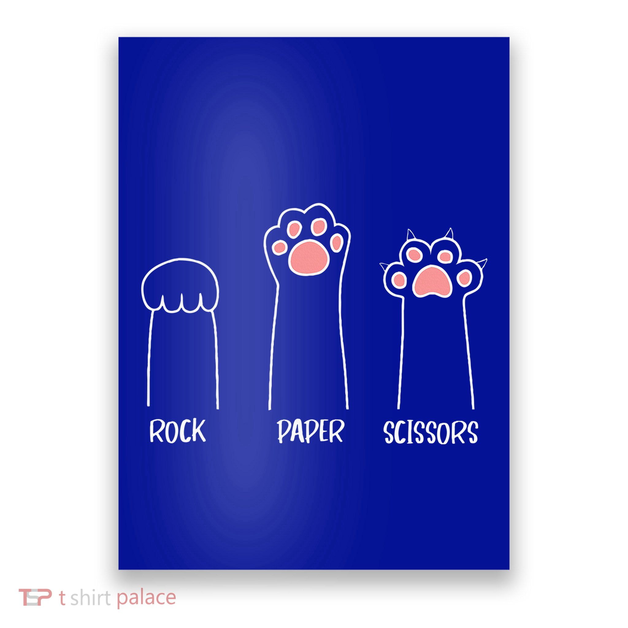 Rock Paper Scissors Hand Game Cute Paw Funny Cat Poster