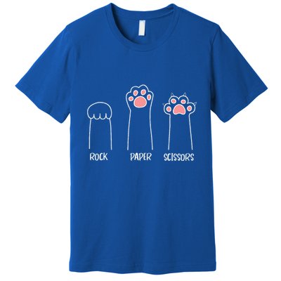 Rock Paper Scissors Hand Game Cute Paw Funny Cat Premium T-Shirt