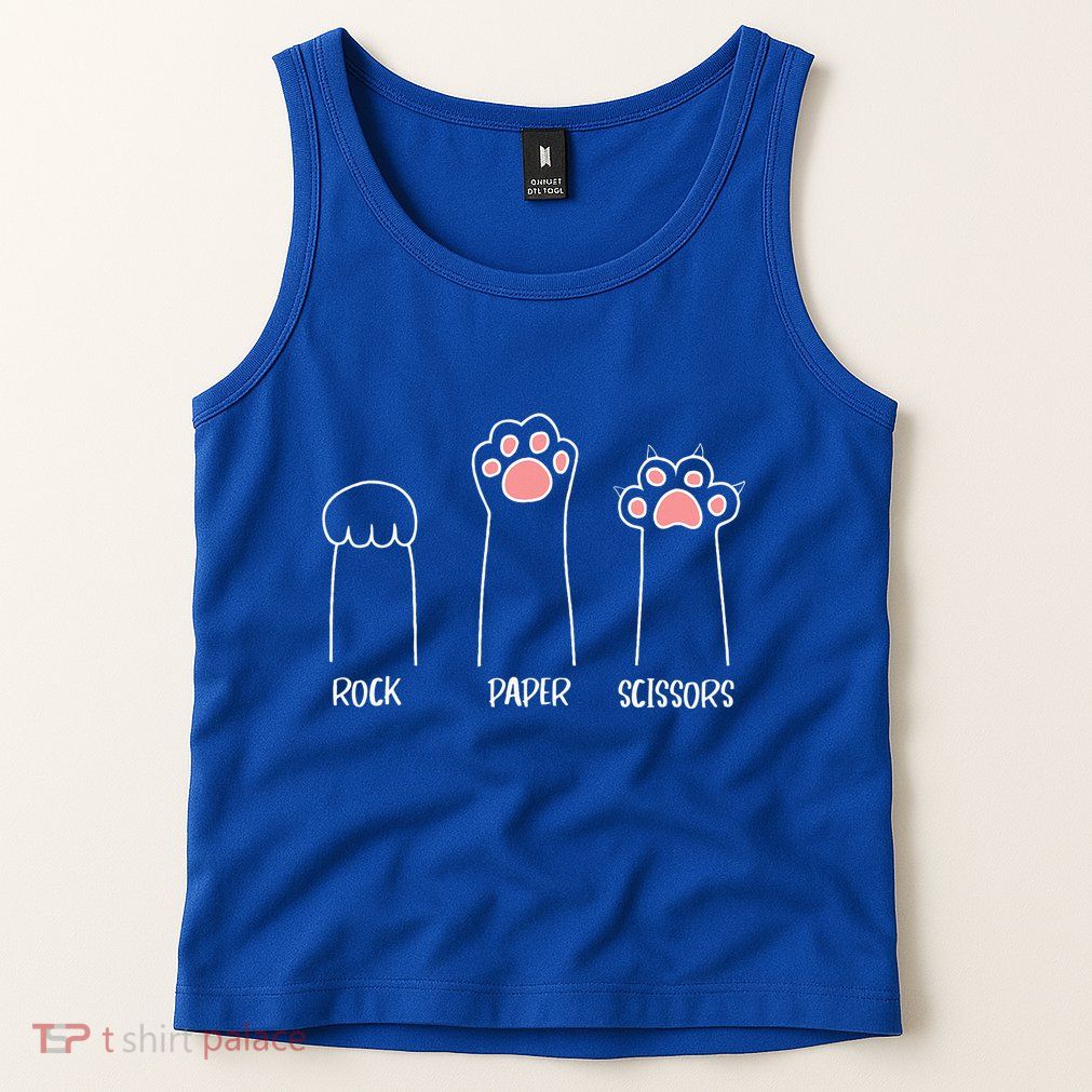 Rock Paper Scissors Hand Game Cute Paw Funny Cat Tank Top