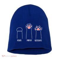 Rock Paper Scissors Hand Game Cute Paw Funny Cat Short Acrylic Beanie