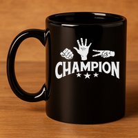 Rock Paper Scissors Champion Master Supreme Joke Novelty 11oz C Handle Ceramic Mug