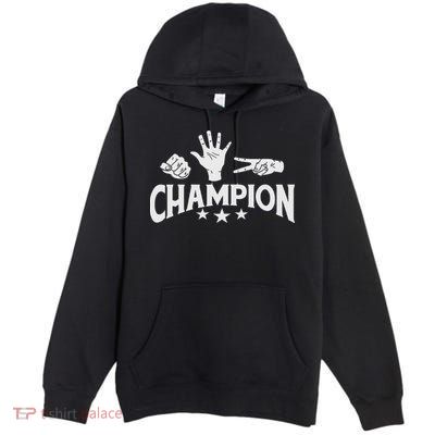 Rock Paper Scissors Champion Master Supreme Joke Novelty Premium Pullover Hoodie