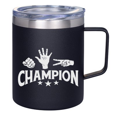 Rock Paper Scissors Champion Master Supreme Joke Novelty 12oz Stainless Steel Coffee Mug