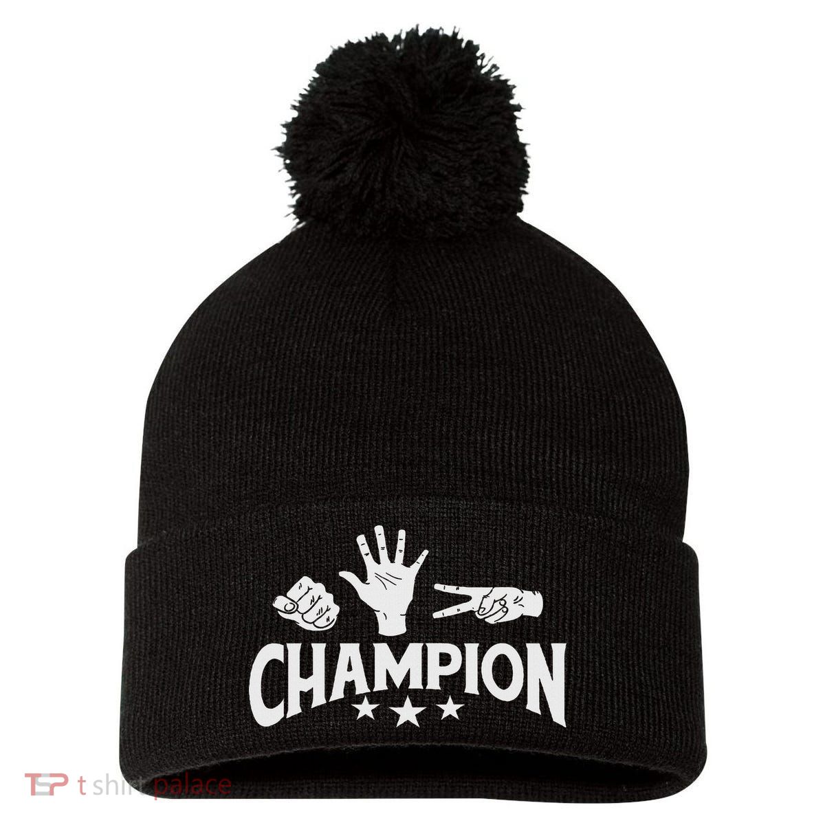 Rock Paper Scissors Champion Master Supreme Joke Novelty Pom Pom 12in Knit Beanie