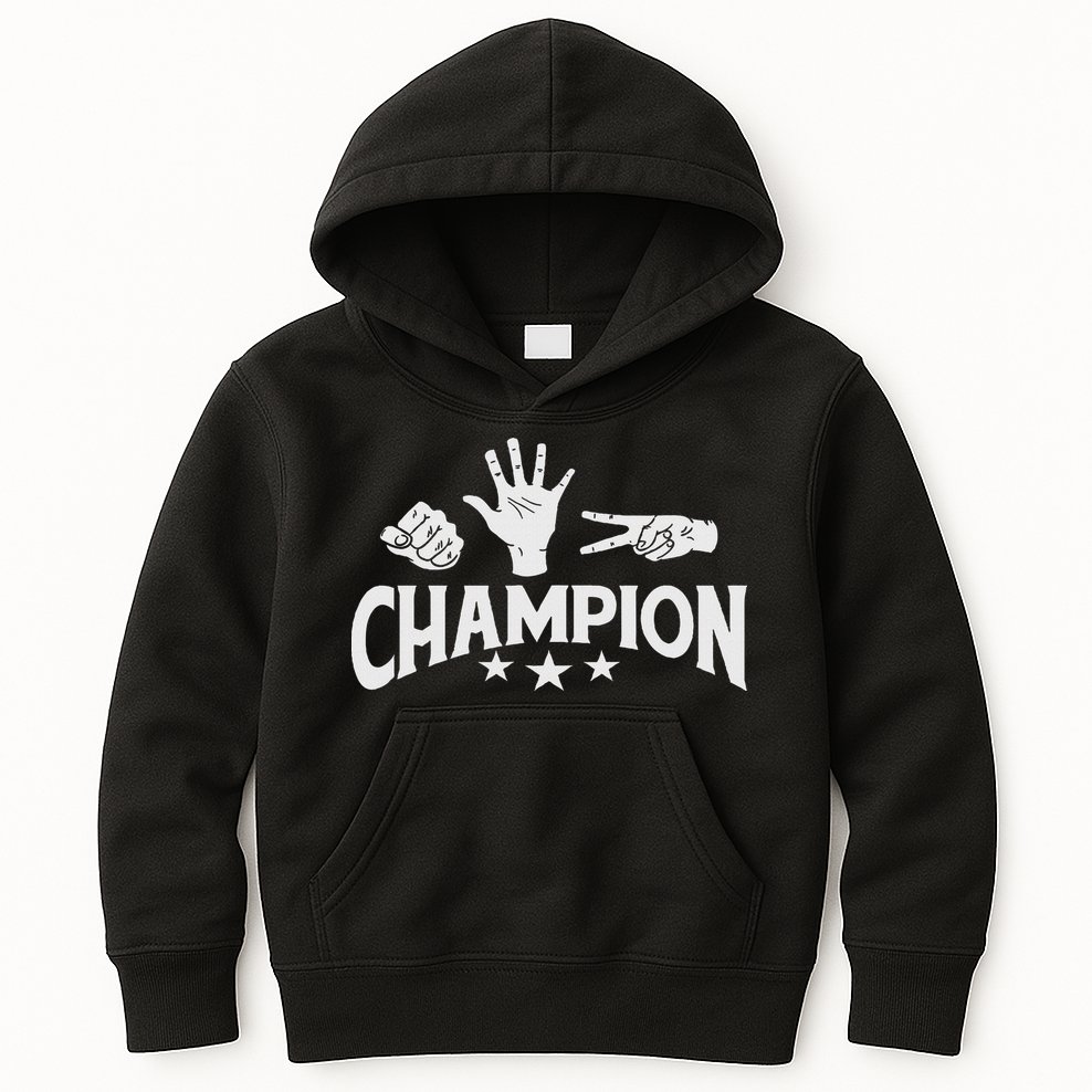 Rock Paper Scissors Champion Master Supreme Joke Novelty Kids Hoodie