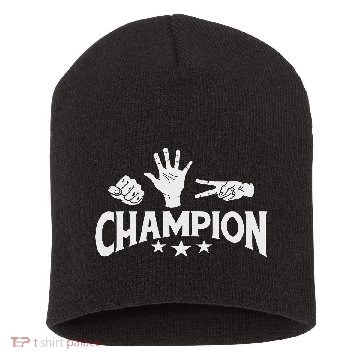 Rock Paper Scissors Champion Master Supreme Joke Novelty Short Acrylic Beanie