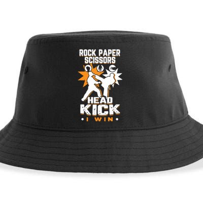 Rock Paper Scissors Headkick Win Funny Taekwondo Karate Gift Sustainable Bucket Hat