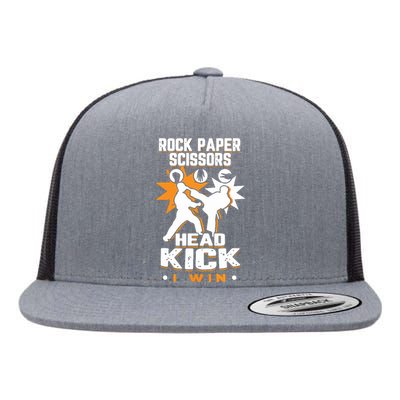 Rock Paper Scissors Headkick Win Funny Taekwondo Karate Gift Flat Bill Trucker Hat