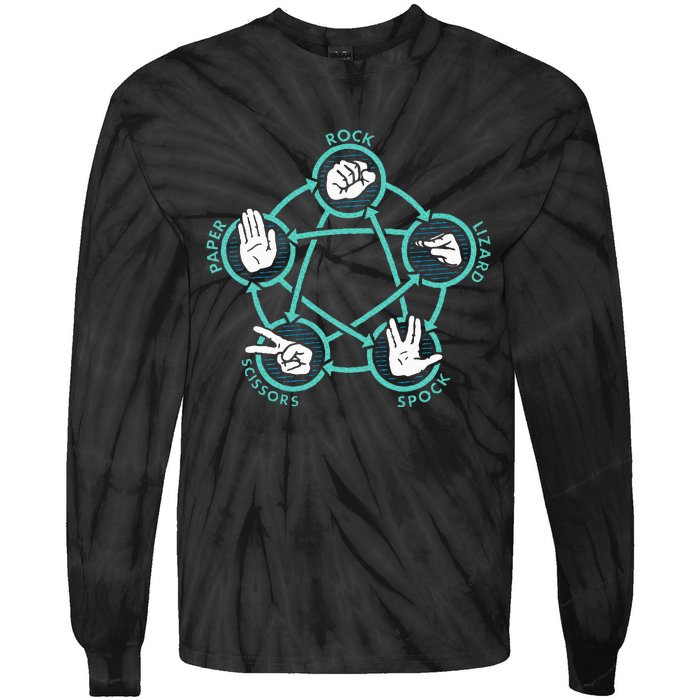 Rock Paper Scissors Lizard Spock Tie-Dye Long Sleeve Shirt