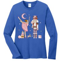 Retro Pink Sugar Plum Fairy Nutcracker Christmas Cute Xmas Ladies Long Sleeve Shirt