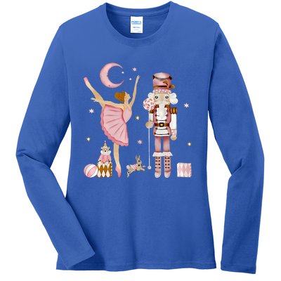 Retro Pink Sugar Plum Fairy Nutcracker Christmas Cute Xmas Ladies Long Sleeve Shirt