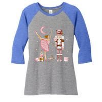 Retro Pink Sugar Plum Fairy Nutcracker Christmas Cute Xmas Women's Tri-Blend 3/4-Sleeve Raglan Shirt