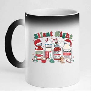 Retro Propofol Silent Night Icu Nurses Funny Merry Christmas Gift 11oz Black Color Changing Mug