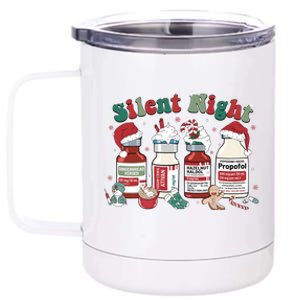 Retro Propofol Silent Night Icu Nurses Funny Merry Christmas Gift 12 oz Stainless Steel Tumbler Cup