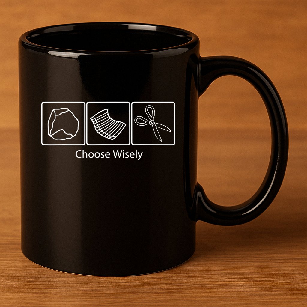 Rock Paper Scissors Choose Wisely 11oz C Handle Ceramic Mug