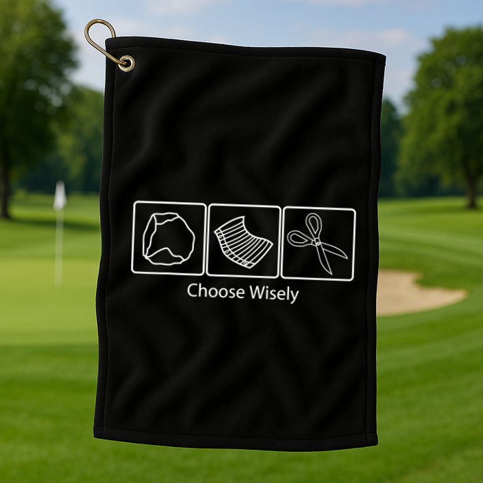 Rock Paper Scissors Choose Wisely Golf Towel
