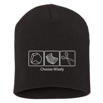 Rock Paper Scissors Choose Wisely Short Acrylic Beanie