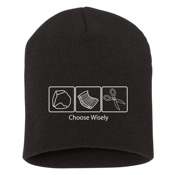 Rock Paper Scissors Choose Wisely Short Acrylic Beanie