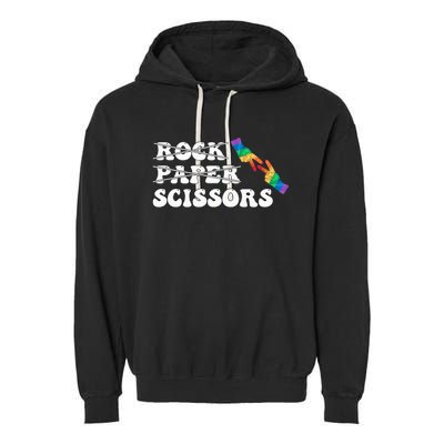 Rock Paper Scissors LGBT Awareness For Lesbian Women Garment-Dyed Fleece Hoodie