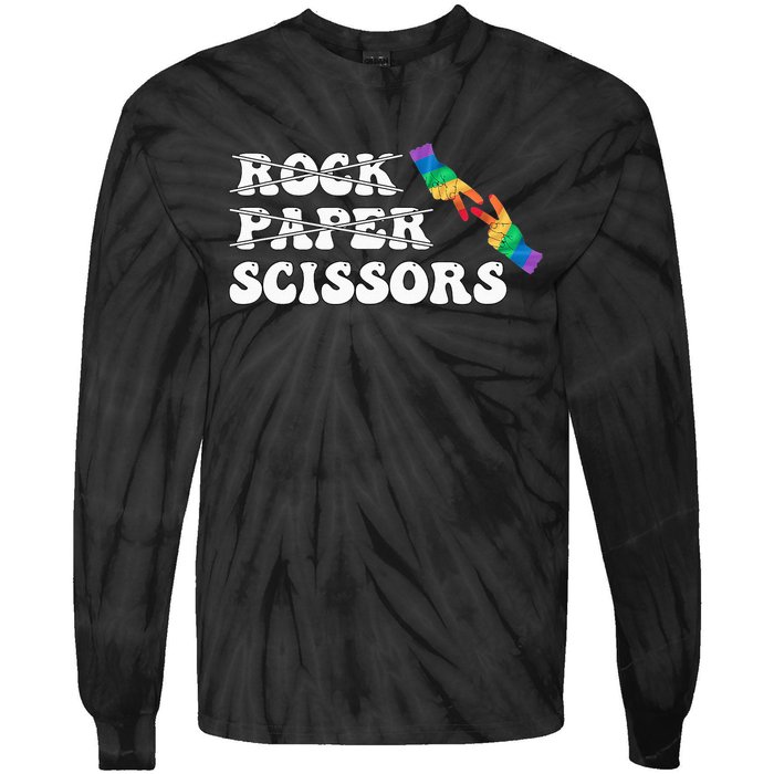 Rock Paper Scissors LGBT Awareness For Lesbian Women Tie-Dye Long Sleeve Shirt