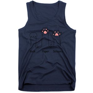 Rock Paper Scissors Game Cute Cat Paw Funny Cat Lover Tank Top