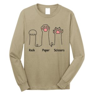 Rock Paper Scissors Game Cute Cat Paw Funny Cat Lover Long Sleeve Shirt