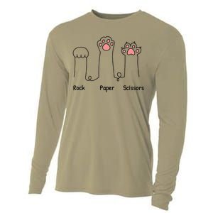 Rock Paper Scissors Game Cute Cat Paw Funny Cat Lover Cooling Performance Long Sleeve Crew