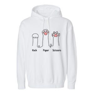 Rock Paper Scissors Game Cute Cat Paw Funny Cat Lover Garment-Dyed Fleece Hoodie