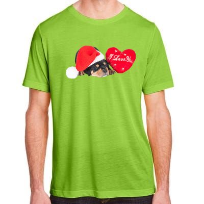 Rottweiler Puppy Santa Image Christmas Red Heart I Love You Gift Adult ChromaSoft Performance T-Shirt