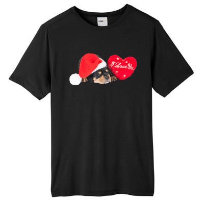 Rottweiler Puppy Santa Image Christmas Red Heart I Love You Gift Tall Fusion ChromaSoft Performance T-Shirt