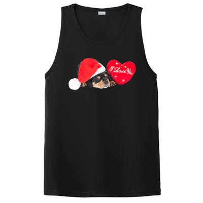 Rottweiler Puppy Santa Image Christmas Red Heart I Love You Gift PosiCharge Competitor Tank