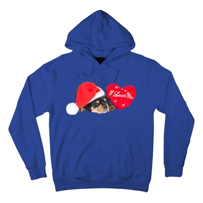 Rottweiler Puppy Santa Image Christmas Red Heart I Love You Gift Hoodie