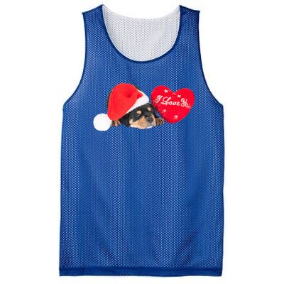 Rottweiler Puppy Santa Image Christmas Red Heart I Love You Gift Mesh Reversible Basketball Jersey Tank