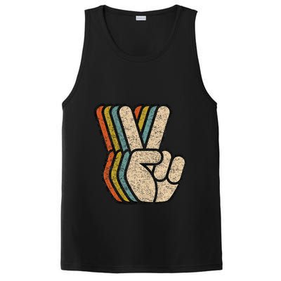 Retro Peace Sign V Fingers Vintage 60s 70s 80s Cool PosiCharge Competitor Tank