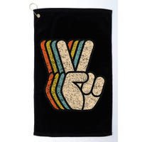 Retro Peace Sign V Fingers Vintage 60s 70s 80s Cool Golf Towel