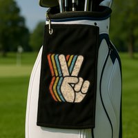 Retro Peace Sign V Fingers Vintage 60s 70s 80s Cool Golf Towel