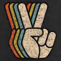 Retro Peace Sign V Fingers Vintage 60s 70s 80s Cool Golf Towel