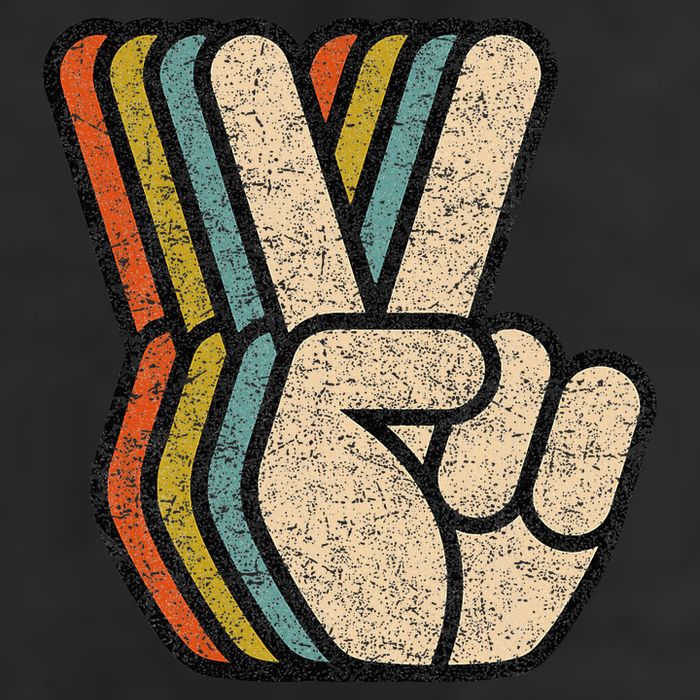 Retro Peace Sign V Fingers Vintage 60s 70s 80s Cool Golf Towel