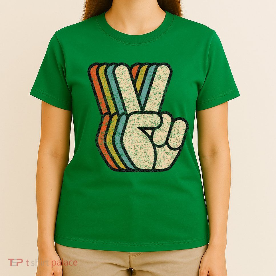 Retro Peace Sign V Fingers Vintage 60s 70s 80s Cool T-Shirt