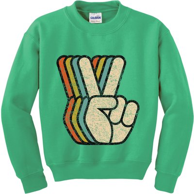Retro Peace Sign V Fingers Vintage 60s 70s 80s Cool Kids Sweatshirt