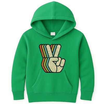 Retro Peace Sign V Fingers Vintage 60s 70s 80s Cool Kids Hoodie