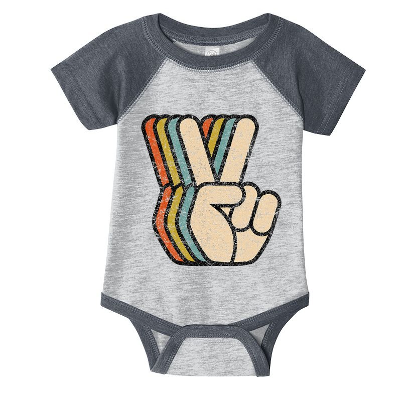 Retro Peace Sign V Fingers Vintage 60s 70s 80s Cool Infant Baby Jersey Bodysuit